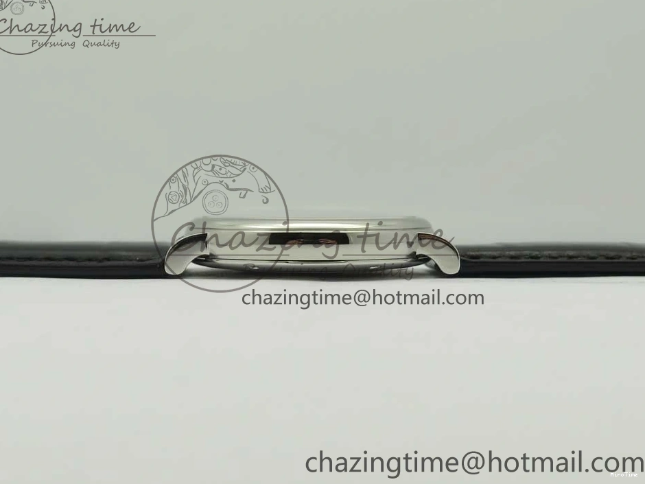 MIROTIME 1228 Portofino Automatic SS FKF 1:1 Best Edition White Dial RG Markers on Black Leather Strap A Stretchable 7141